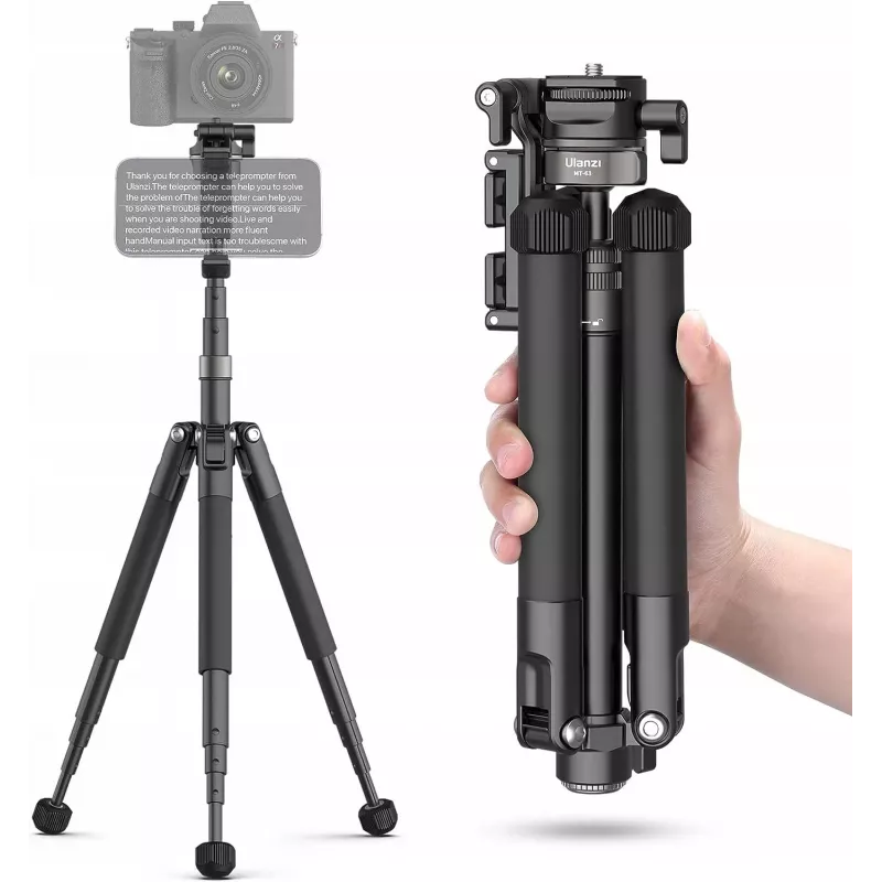 Trepé profissional + monopé Ulanzi MT-63 145 cm vlog com suporte de telemóvel e teleprompter