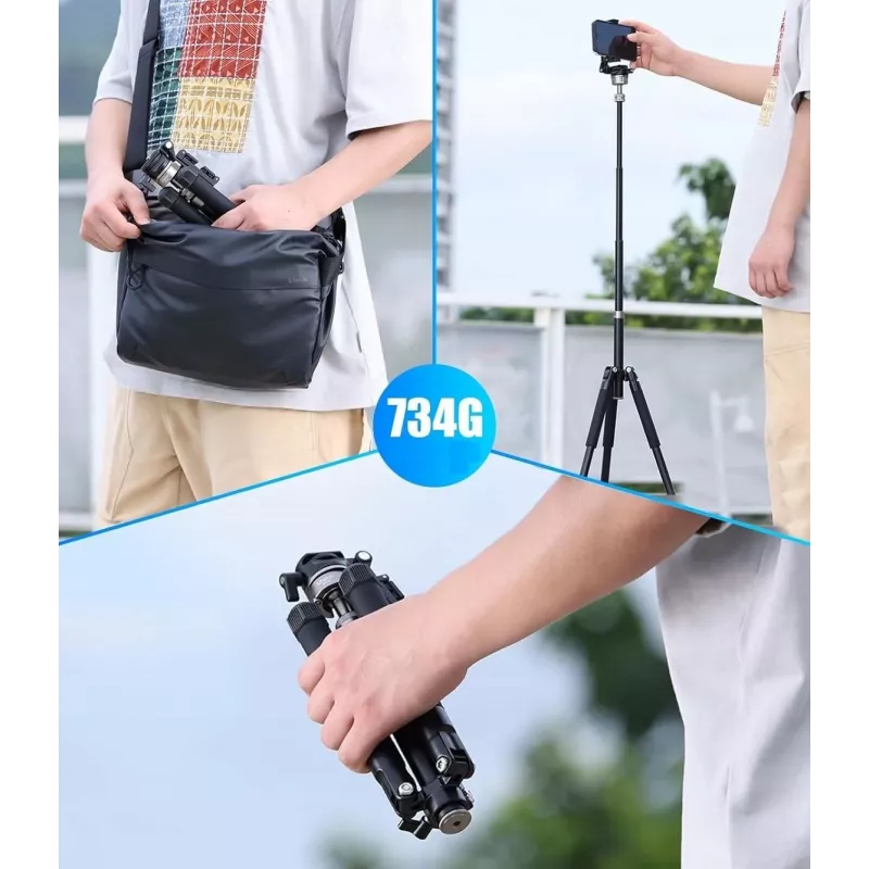 Trepé profissional + monopé Ulanzi MT-63 145 cm vlog com suporte de telemóvel e teleprompter