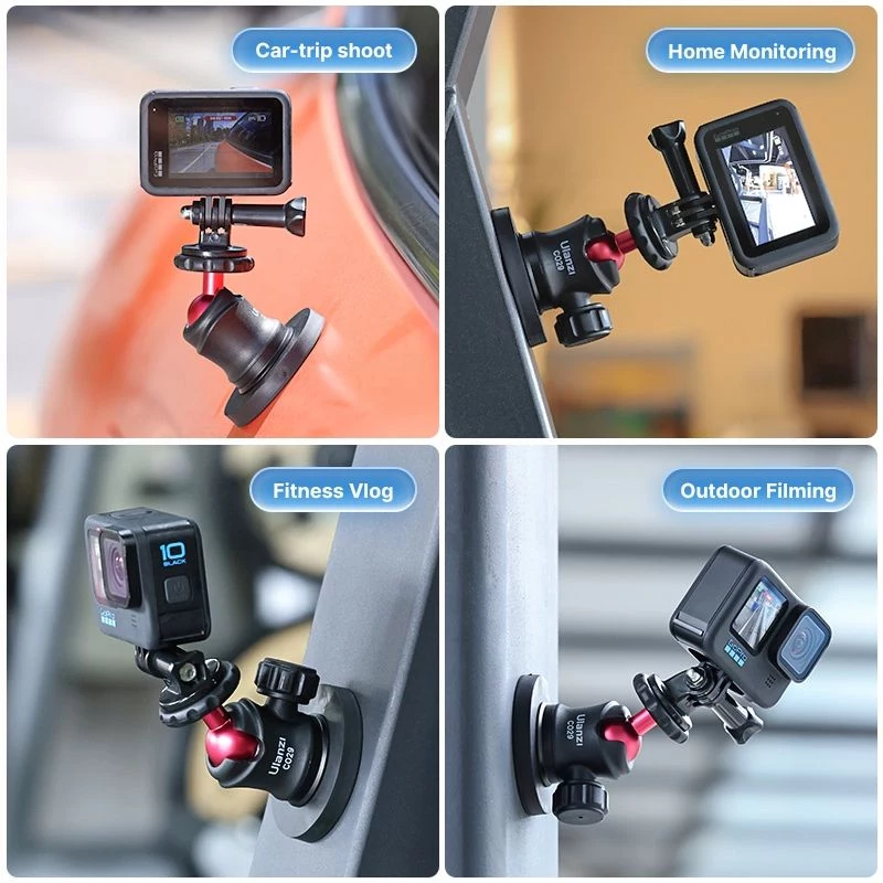 Suporte de ventosa magnética Ulanzi C029 com cabeça esférica 3D para GoPro, DJI, Insta360, SJCAM, Xiaomi