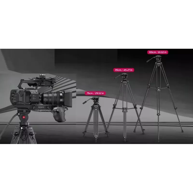 ULANZI MT-81 tripé com cabeça fluida para filmagens, 8 kg de carga, 155 cm de altura