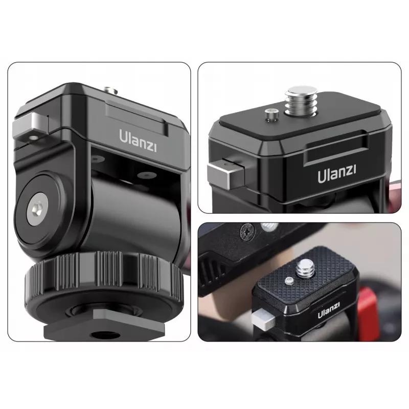 ULANZI Quick CO01 suporte de monitor 3D 360° com parafuso de 1/4 polegadas, preto
