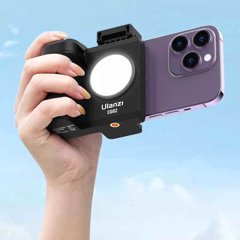 ULANZI CG02 punho para smartphone com disparador Bluetooth e luz LED