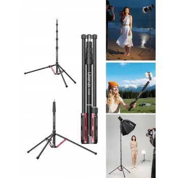 Tripé de luz e monopé ULANZI T230 2 em 1, 2,3 m, 5 kg, liga de alumínio, preto