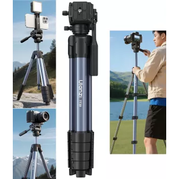 Tripé ULANZI TT39 de 155 cm em alumínio com suporte de telemóvel para DSLR, câmaras sem espelho, smartphone