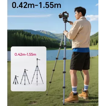 Tripé ULANZI TT39 de 155 cm em alumínio com suporte de telemóvel para DSLR, câmaras sem espelho, smartphone