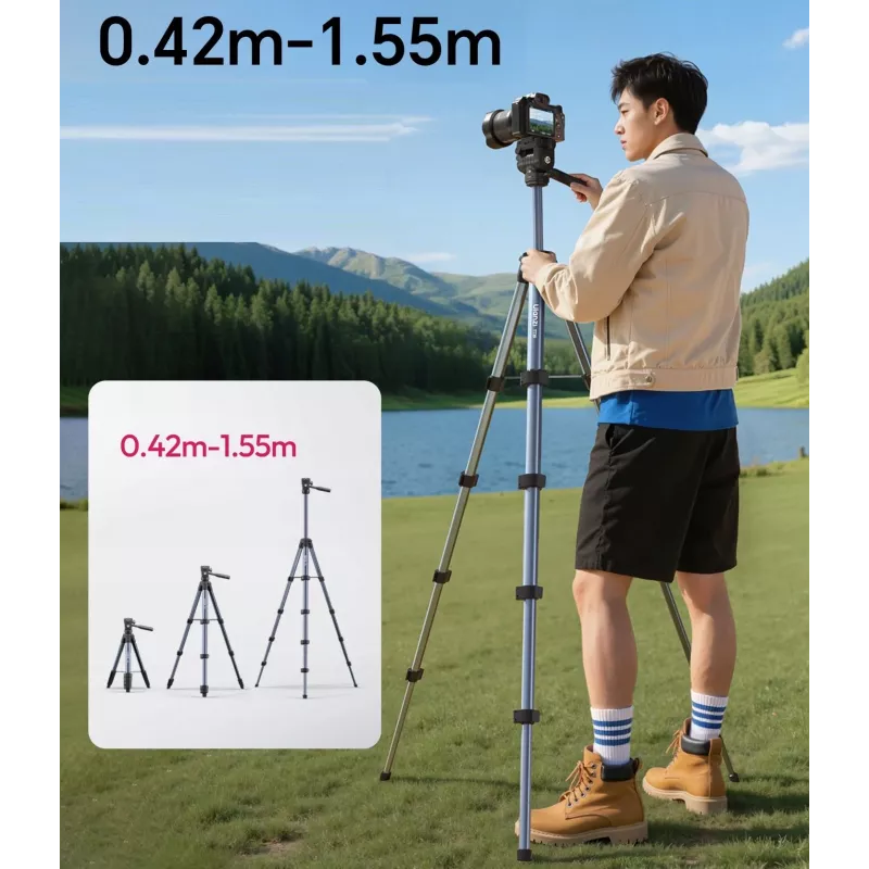 Tripé ULANZI TT39 de 155 cm em alumínio com suporte de telemóvel para DSLR, câmaras sem espelho, smartphone