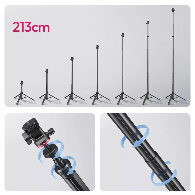 Ulanzi MT-80 tripé de iluminação portátil, 2 m, rosca de 1/4 de polegada