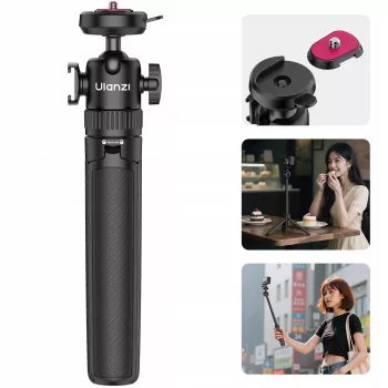 Tripé pau de selfie ULANZI MT90 2 em 1 com encaixe rápido para smartphone e câmara, preto