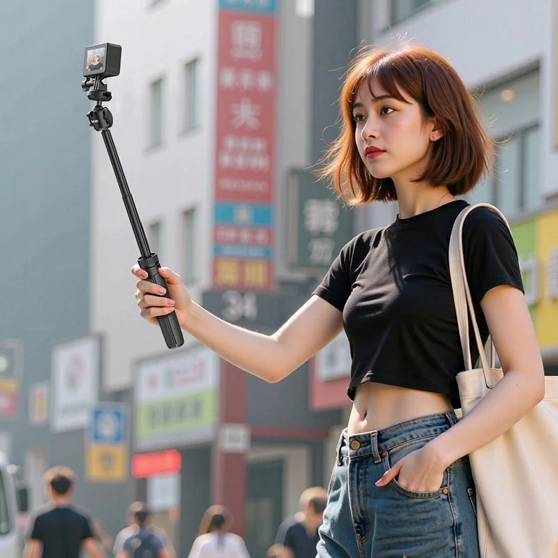 Tripé pau de selfie ULANZI MT90 2 em 1 com encaixe rápido para smartphone e câmara, preto