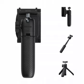 Mini tripé e pau de selfie ULANZI MT66 3 em 1 com clipe para mochila para DJI Osmo Action 5 Pro 4 3, GoPro, Insta360 - preto