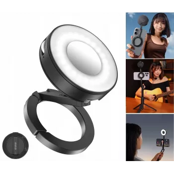 Luz de vídeo LED magnética ULANZI ML05 com espelho, compatível com MagSafe, 2500K-9000K, 3W, preto