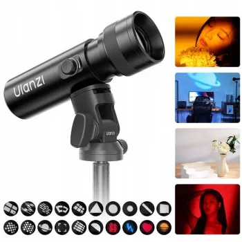 Foco LED ULANZI LM01 de 10W com filtros gobo e de cor, zoom e efeitos