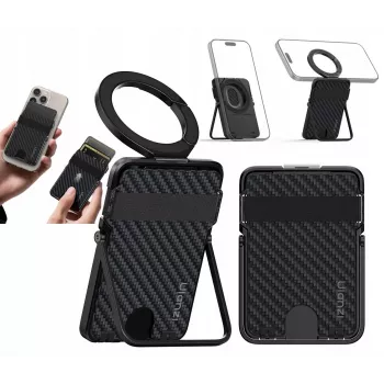 Carteira e suporte ULANZI ML25 MagSafe 2 em 1 para cartões e telemóvel para iPhone - preto