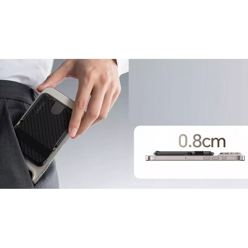 Carteira e suporte ULANZI ML25 MagSafe 2 em 1 para cartões e telemóvel para iPhone - preto