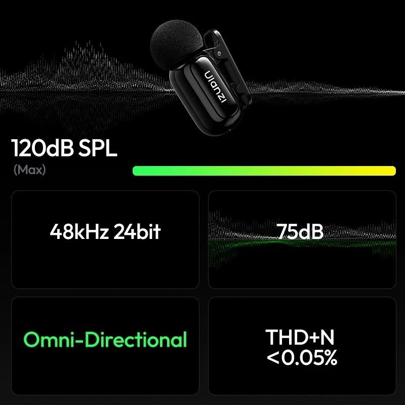 Ulanzi A200 2x microfone sem fios 100m para telemóvel USB-C