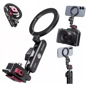 Suporte magnético para telemóvel ULANZI MA56 com braço articulado, compatível com MagSafe, rosca de 1/4 de polegada e sapata fria, preto