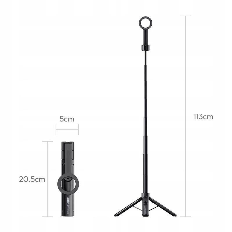 Pau de selfie e tripé ULANZI SK26 MagSafe 2 em 1 de 113cm, preto