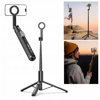 ULANZI SK27 Bastão selfie e tripé 2 em 1 com suporte magnético MagSafe, extensão de 165 cm, disparador remoto Bluetooth, preto