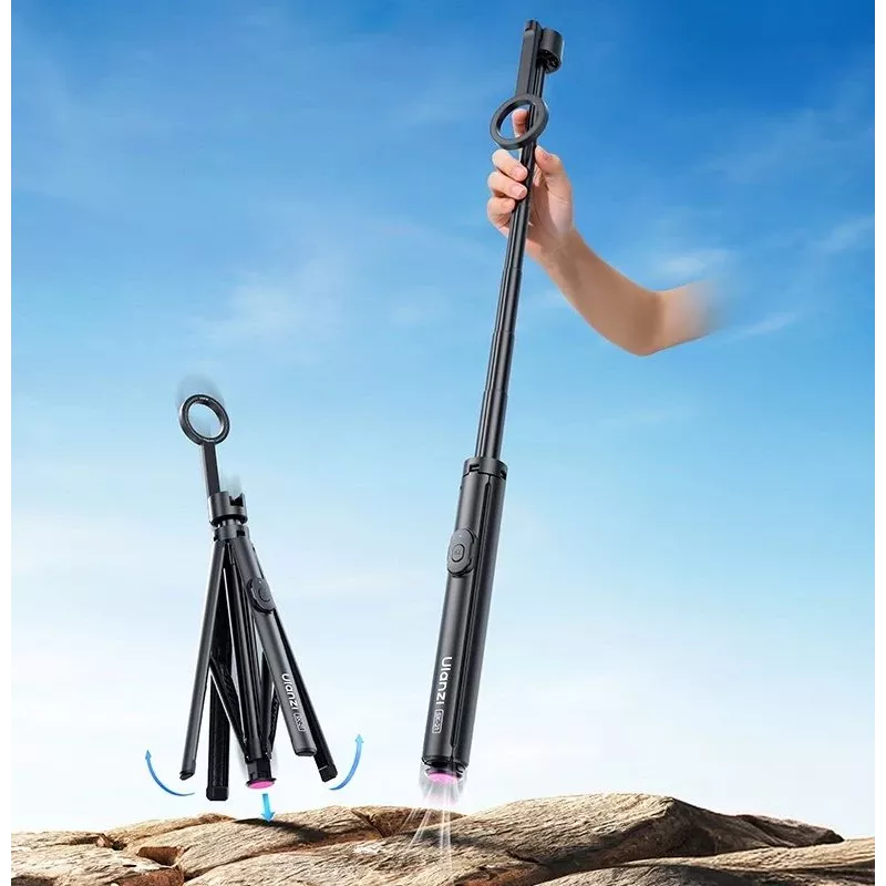 ULANZI SK-21 Tripé e bastão selfie 2 em 1 de abertura automática de 180 cm com suporte magnético MagSafe para smartphone e disparador remoto Bluetooth