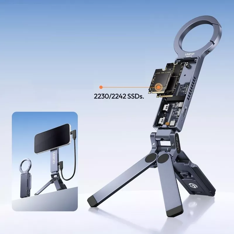 ULANZI MA58 Suporte para telefone MagSafe, caixa para SSD, hub de carregamento PD 100W