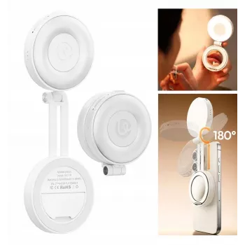 ULANZI LM23 Luz de vídeo LED com espelho, MagSafe, 2700K-6500K, 5 níveis de brilho, 750mAh, USB-C, branco