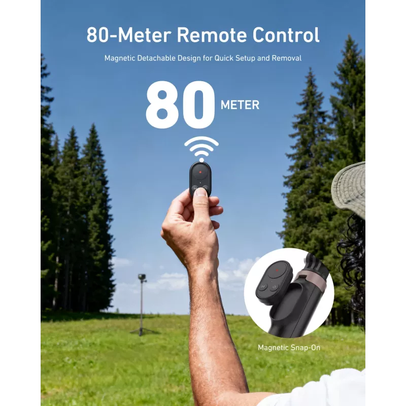 TELESIN Pau de selfie tripé com comando Bluetooth 80m para GoPro Hero 13 12 11 10 9 Max Max2