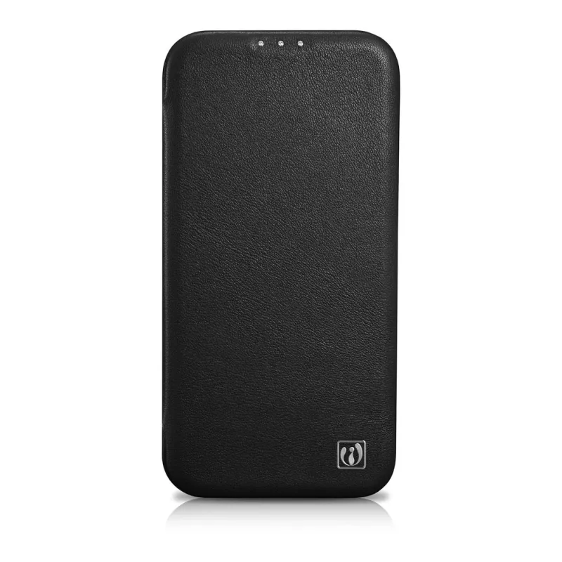 iCarer CE Capa tipo carteira em pele Premium para iPhone 14 Plus, fecho magnético, MagSafe, Preto (WMI14220715-BK)