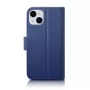 iCarer Wallet Case 2in1 para iPhone 14 Plus - capa flip em pele genuína com bloqueio RFID, compartimentos para cartões, kickstand - azul