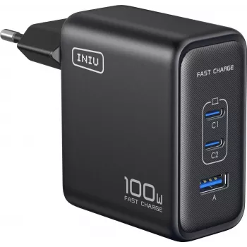 Carregador INIU Leopard 100W GaN USB-C ficha EU preto