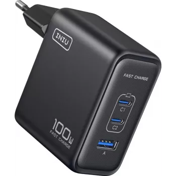 Carregador INIU Leopard 100W GaN USB-C ficha EU preto