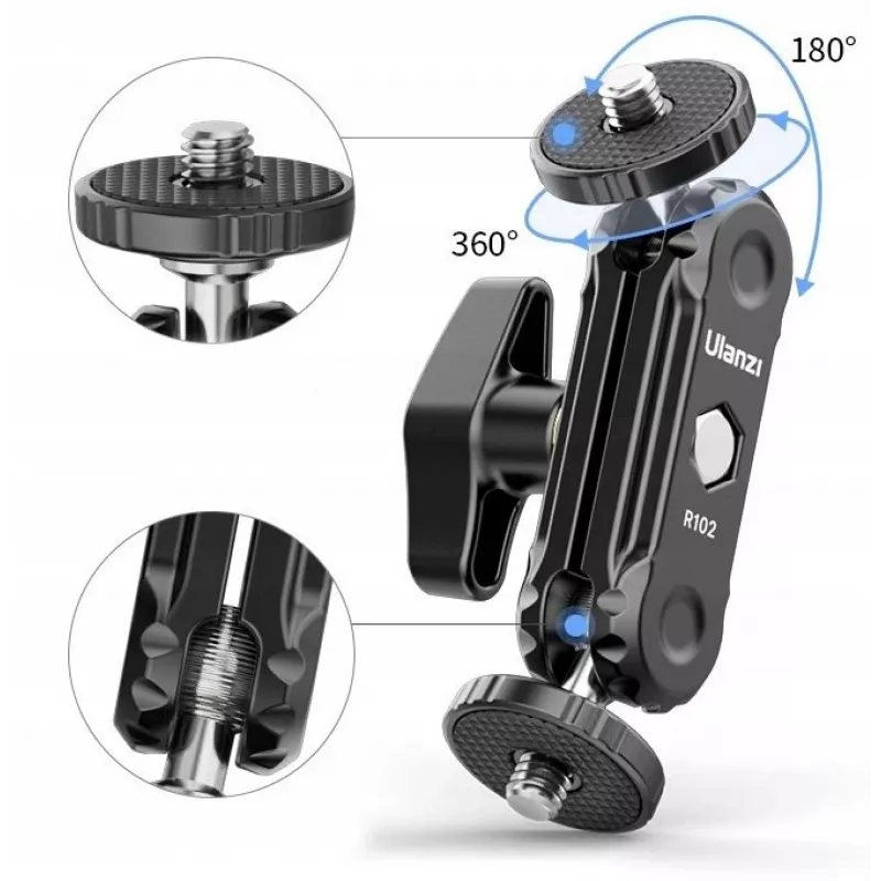 ULANZI R102 braço mágico 9cm com rosca dupla de 1/4