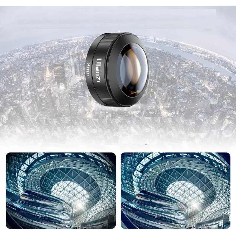 Ulanzi CL-004 objetiva fisheye 8mm para smartphone - preto