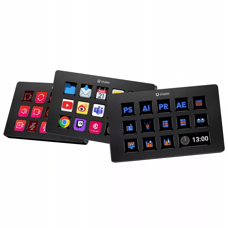 Consola Ulanzi Stream Deck D200 - 15 teclas programáveis, 3 botões rotativos, retroiluminação RGB, USB-C, switches mecânicos hot-swappable