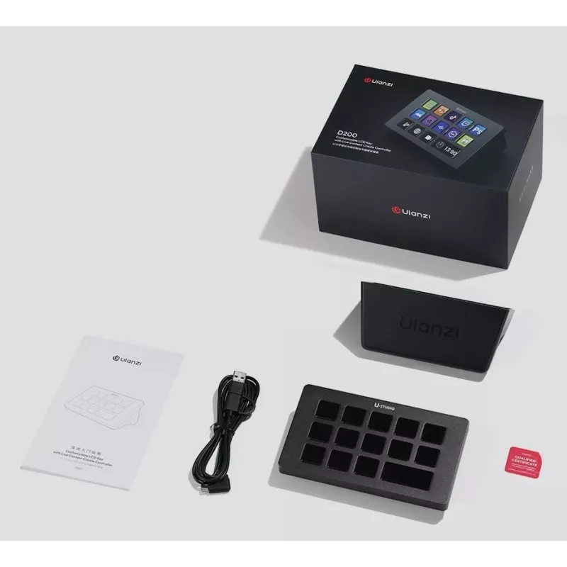 Consola Ulanzi Stream Deck D200 - 15 teclas programáveis, 3 botões rotativos, retroiluminação RGB, USB-C, switches mecânicos hot-swappable