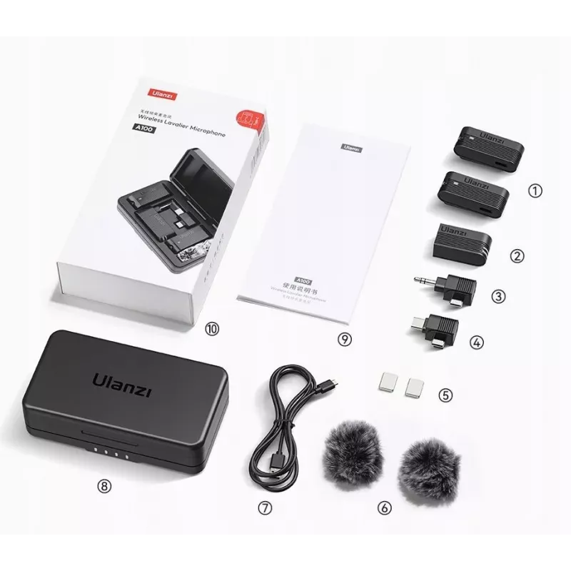 Microfone sem fios Ulanzi A100 USB-C / USB-A / jack 3,5mm