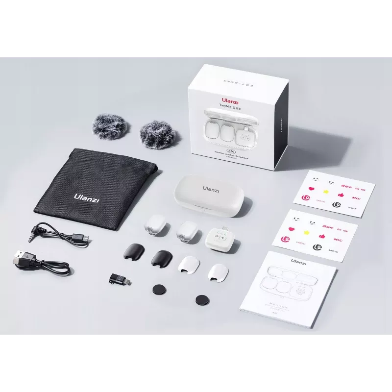 Conjunto de transmissão de áudio sem fios Ulanzi A30 Tiny - USB-C, branco
