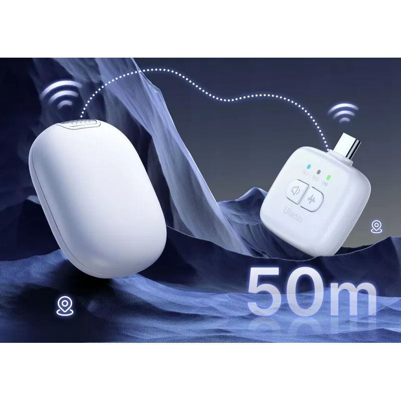 Conjunto de transmissão de áudio sem fios Ulanzi A30 Tiny - USB-C, branco