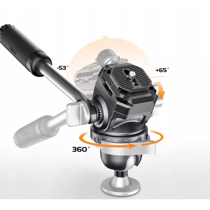 Cabeça de vídeo fluida panorâmica ULANZI EH09 360°, Arca-Swiss, capacidade de carga 5kg, 1/4 polegada-20 e 3/8 polegada-16