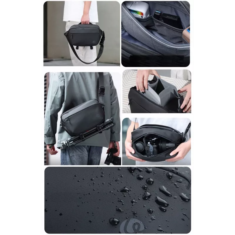 Mala sling de viagem Ulanzi PB038 V2 - preto, 7L, repelente à água