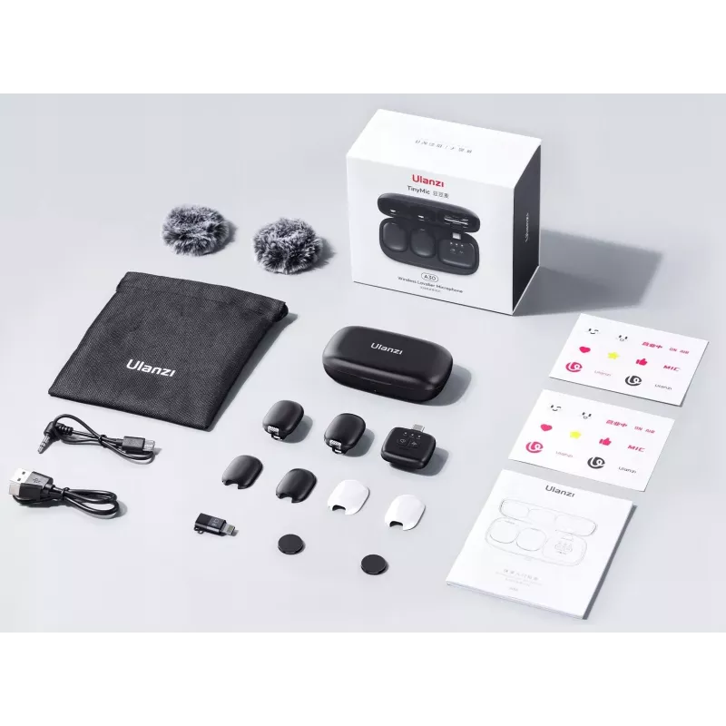 Conjunto de transmissão de áudio sem fios Ulanzi A30 Tiny - USB-C, preto