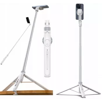 Pau de selfie com tripé Ulanzi TT88 com disparador remoto Bluetooth e luz de preenchimento, branco
