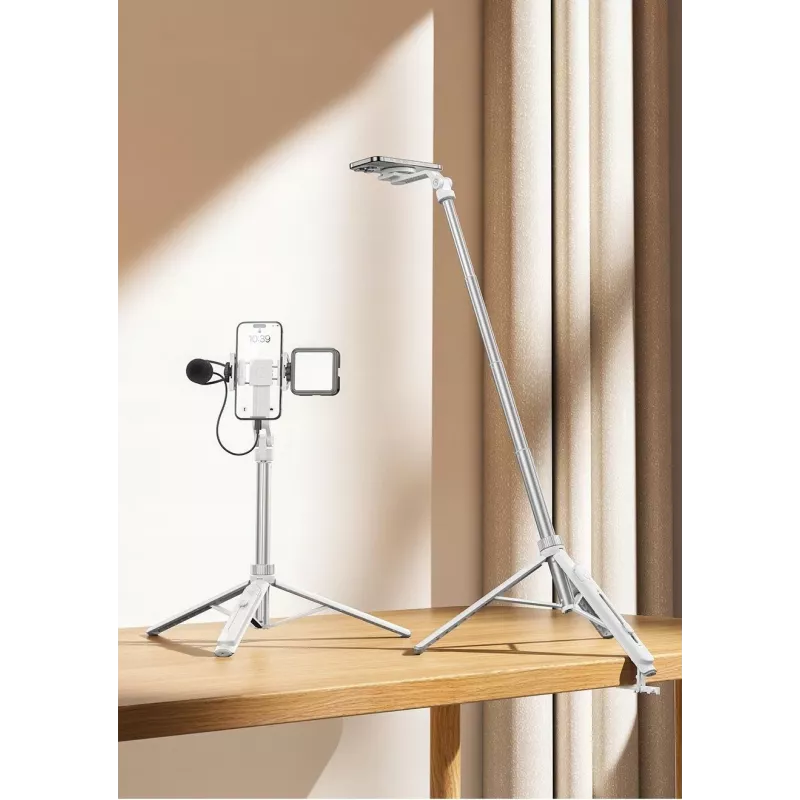 Pau de selfie com tripé Ulanzi TT88 com disparador remoto Bluetooth e luz de preenchimento, branco