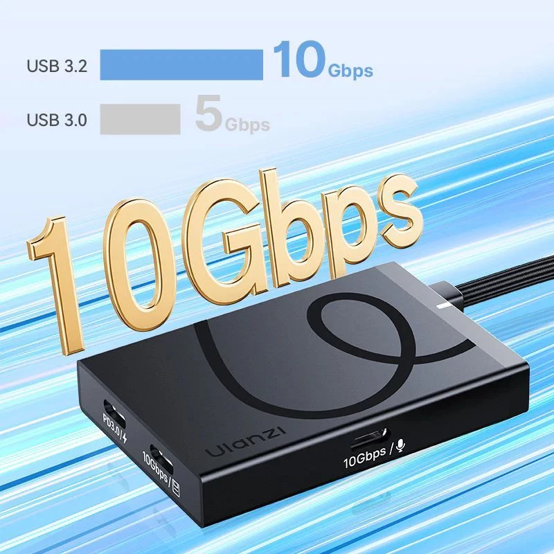 Hub USB-C 4-em-1 ULANZI H1 com HDMI 4K e 3x USB-C PD 3.0 10Gbps