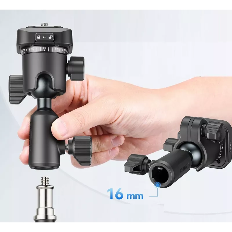 Adaptador de montagem de libertação rápida ULANZI F38 com pino de 16 mm e encaixe de pino de 12 mm, parafuso de 1/4 polegadas-20, preto
