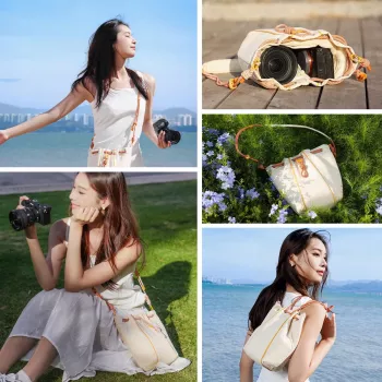 Mala sling crossbody ULANZI DS01 para câmara, câmaras de sistema sem espelho, telemóvel - bege