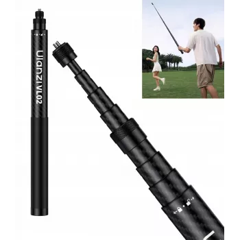 Ulanzi VL02 bastão de selfie / monopé em fibra de carbono 2,7m com suporte para telefone e adaptador GoPro