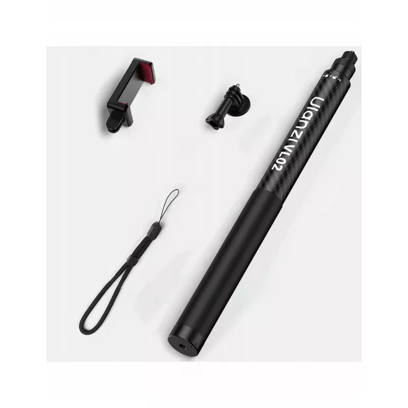 Ulanzi VL02 bastão de selfie / monopé em fibra de carbono 2,7m com suporte para telefone e adaptador GoPro