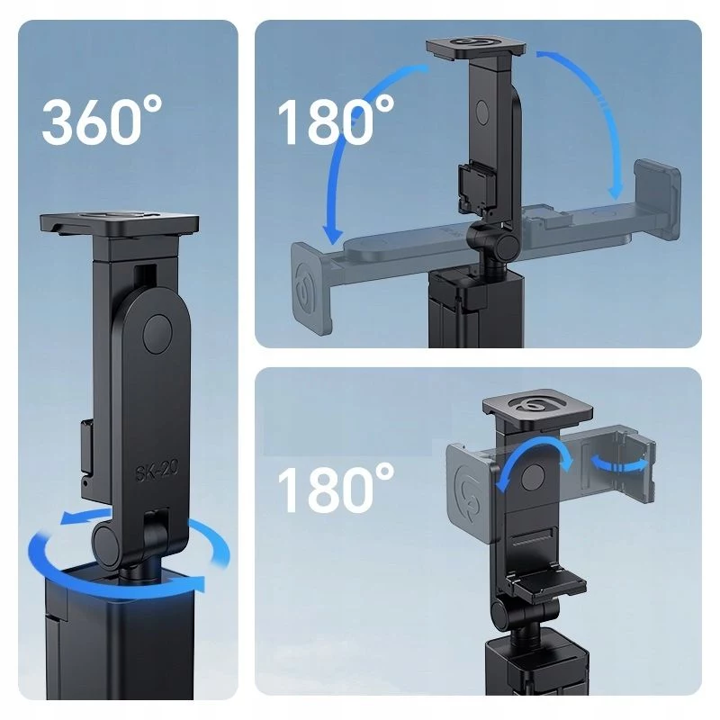 ULANZI SK-20 tripé de viagem 3 em 1 com pega, tripé e suporte para telefone para smartphone