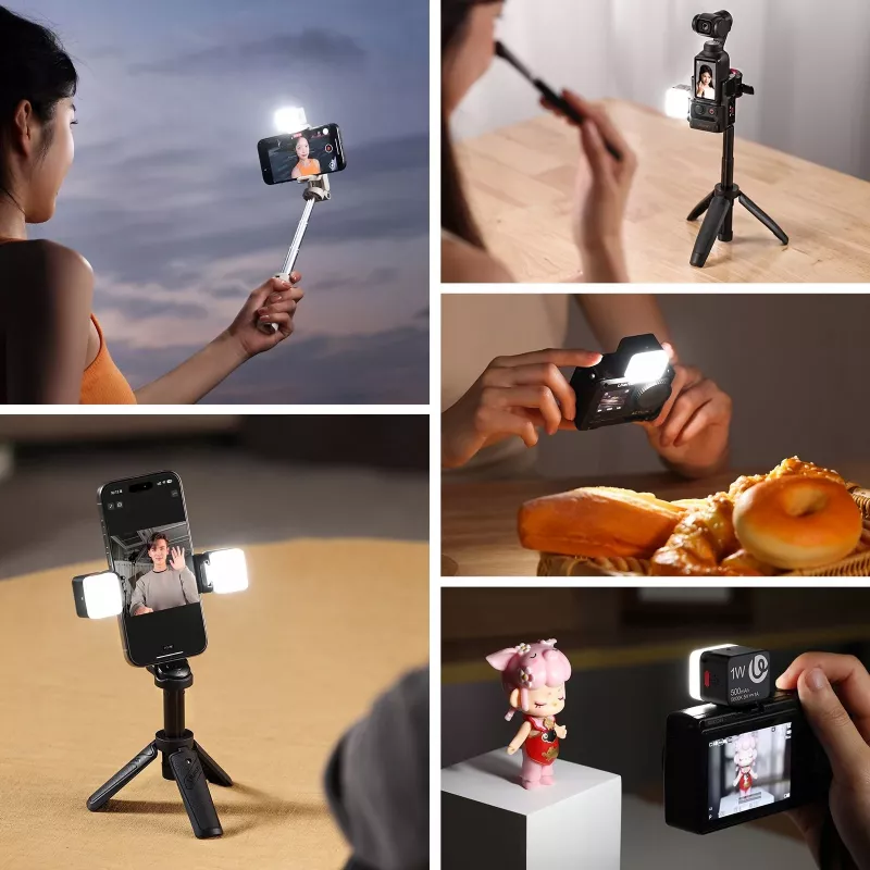 ULANZI DG01 mini luz de vídeo LED com fixação magnética e adaptador de sapata fria, 1W, 500mAh, Bi-Color 2700K-6500K, branco