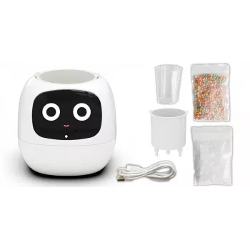 PlantsIO IVY White Jardim hidropónico inteligente com lâmpadas de crescimento LED de espetro total, 4 cápsulas de plantas, rega automática, controlo por app
